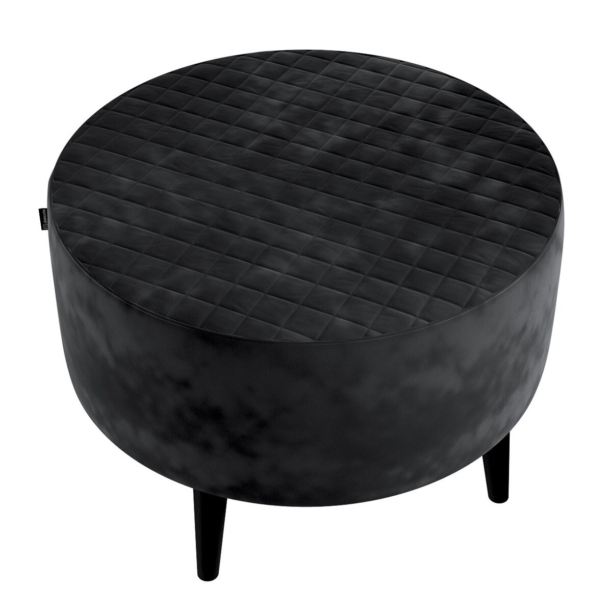 Podnóżek okrągły pikowany, głęboka czerń, Ø60 x 40 cm, Velvet
