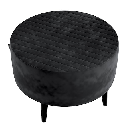 Podnóżek okrągły pikowany, głęboka czerń, Ø60 x 40 cm, Velvet