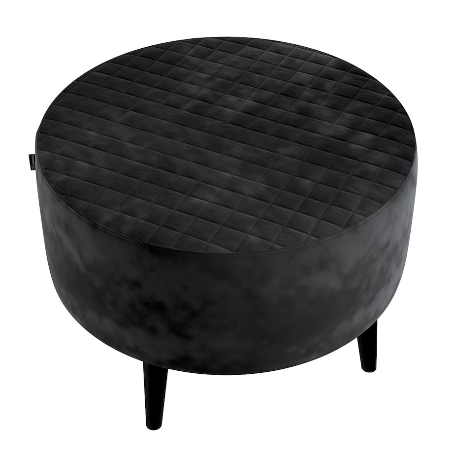 Podnóżek okrągły pikowany, głęboka czerń, Ø60 x 40 cm, Velvet