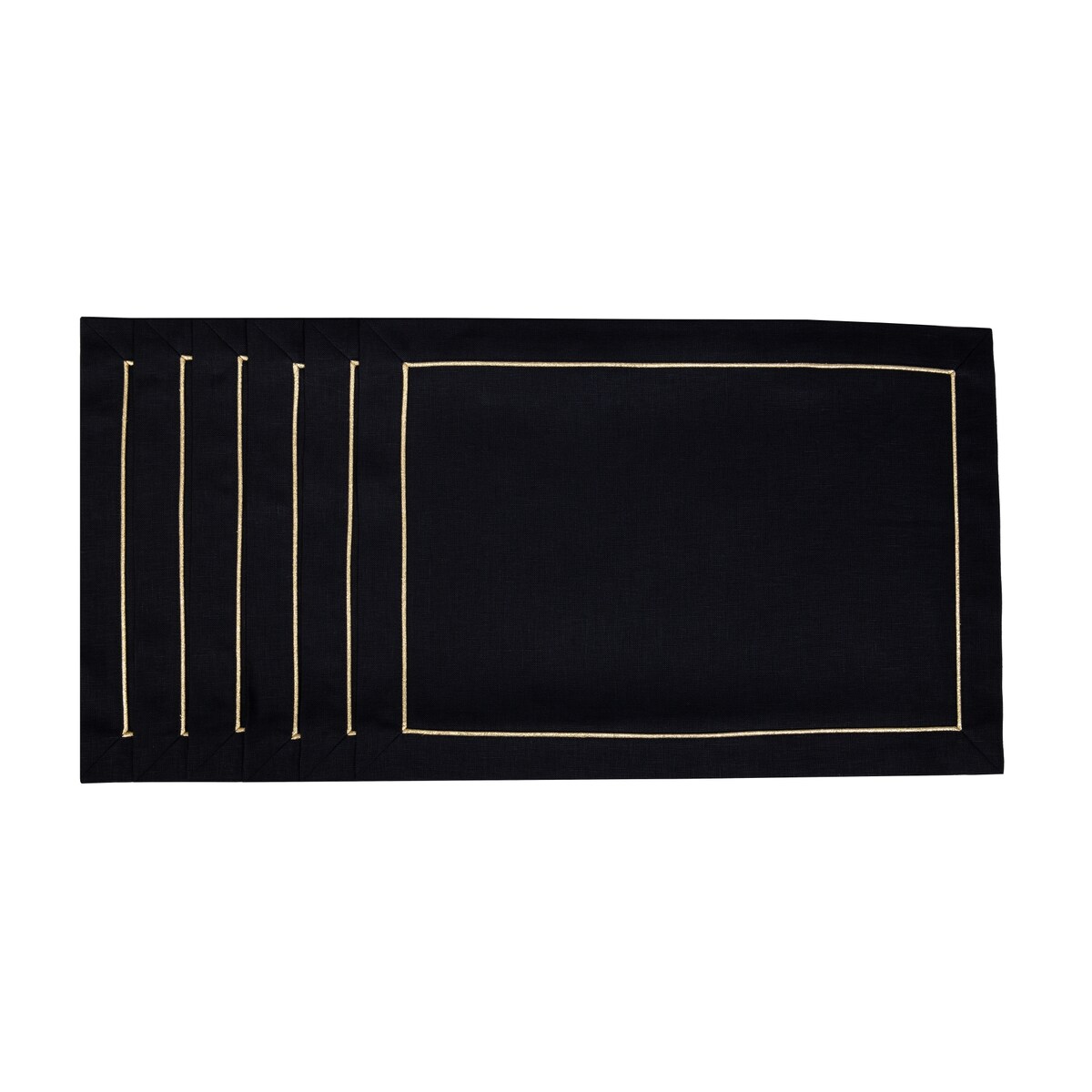 Lniane Podkładki Royal Black Goldenline – komplet 6 szt.