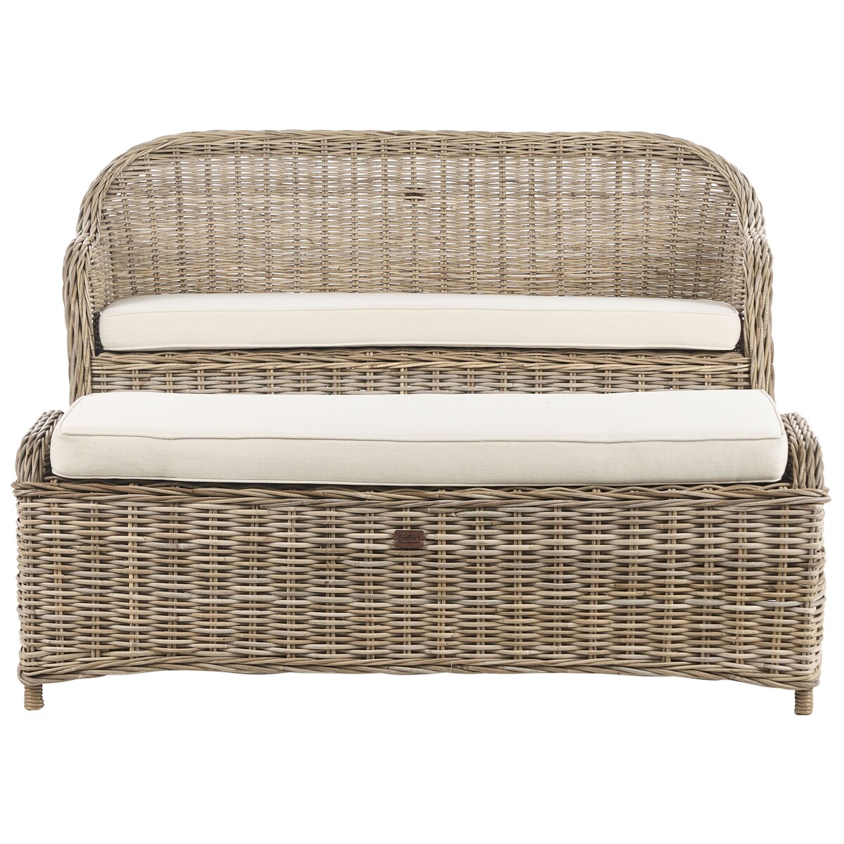 Ławka ogrodowa z poduchą SUSUA 141 cm z otomaną Rattan Naturalny