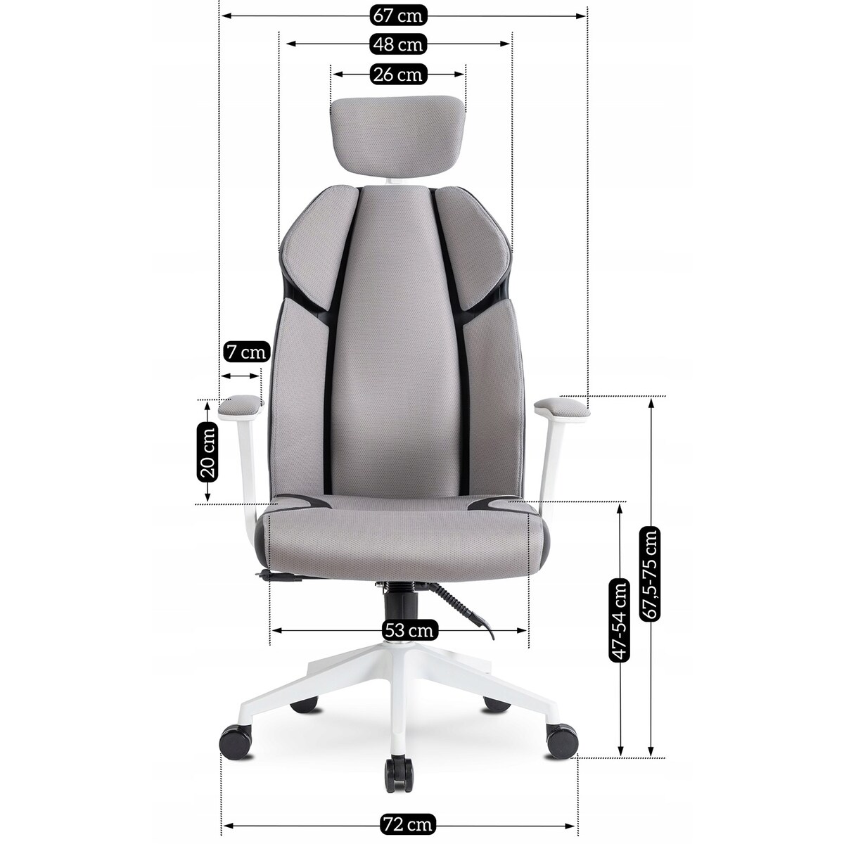 Krzesło biurowe obrotowe ergonomiczne szare-białe DUNCAN
