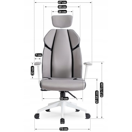 Krzesło biurowe obrotowe ergonomiczne szare-białe DUNCAN