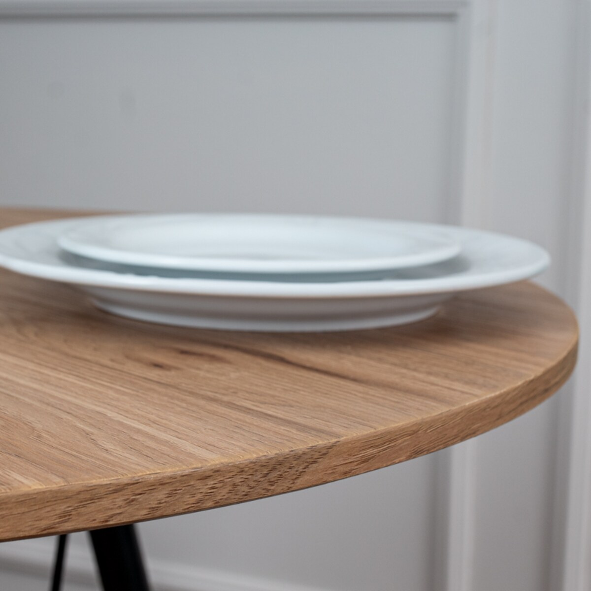 Stół okrągły 80 cm do salonu jadalni blat w kolorze drewna skandynawski