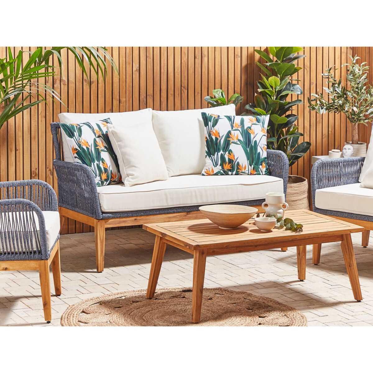 2 poduszki ogrodowe w kwiaty 45 x 45 cm zielone TSOTYLI