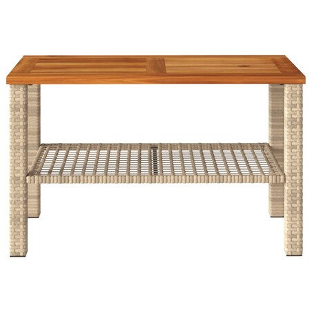vidaXL Stolik ogrodowy, beżowy, 70x38x42 cm, polirattan i akacja