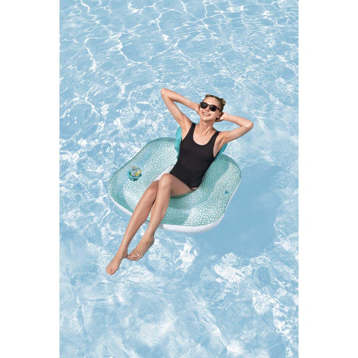 Fotel dmuchany plażowy Bestway 43097N wodny materac do pływania 102x94 cm