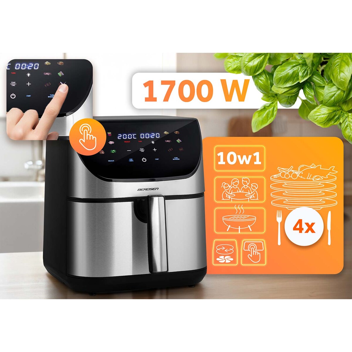 Frytkownica beztłuszczowa air fryer frytownica 8l Berdsen BD-659 1700W