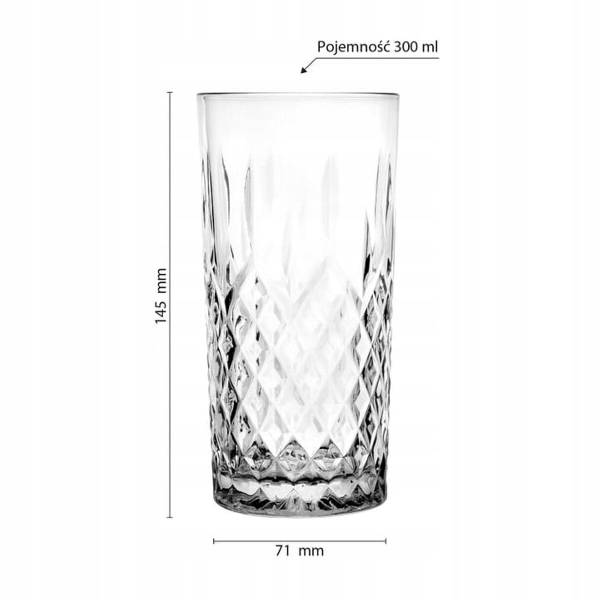 Ozdobna Szklanka do Wody Drinków Soków Koktajli Szlifowana 300 ml Classic