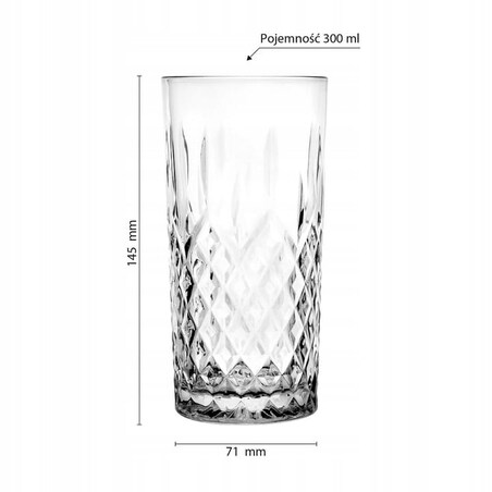 Ozdobna Szklanka do Wody Drinków Soków Koktajli Szlifowana 300 ml Classic