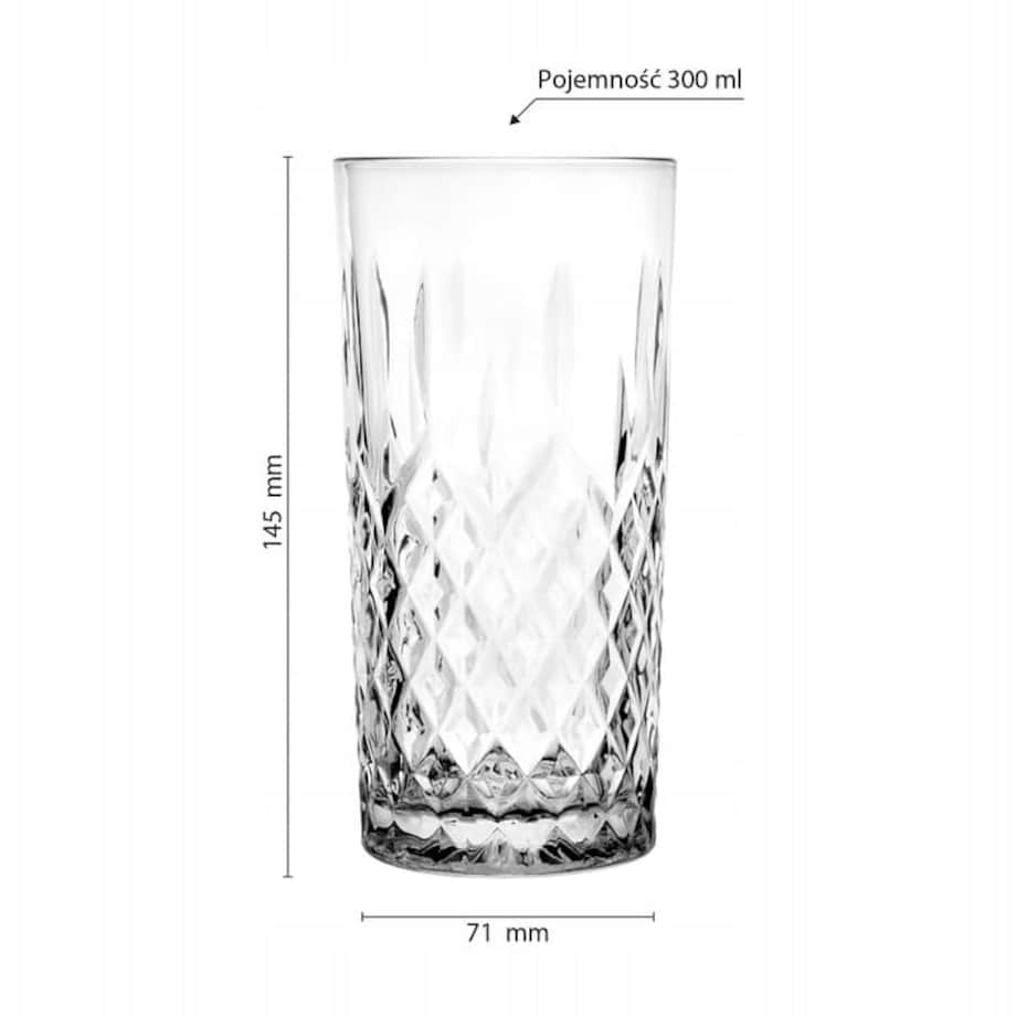 Ozdobna Szklanka do Wody Drinków Soków Koktajli Szlifowana 300 ml Classic