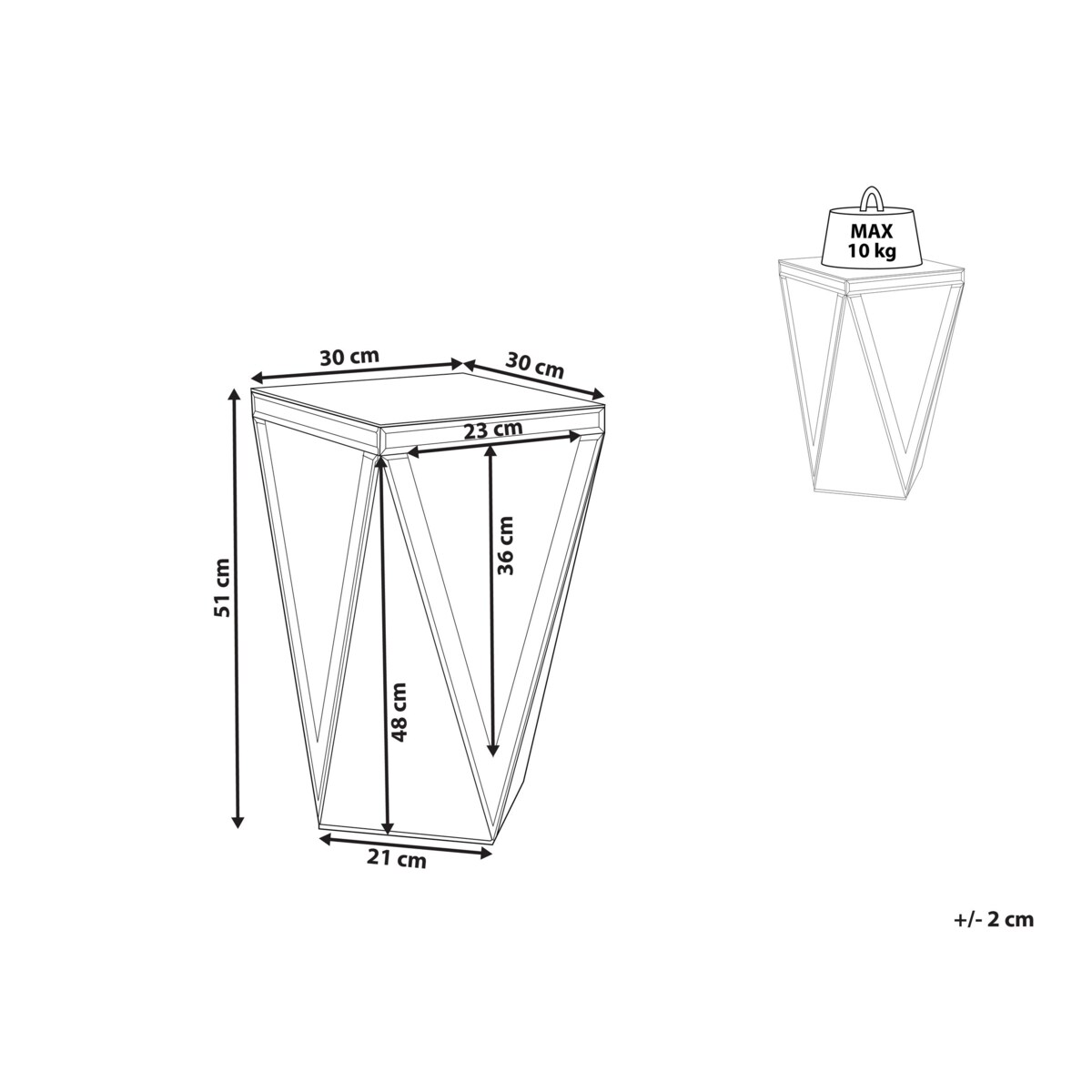 Stolik pomocniczy lustrzany srebrny LUXEY