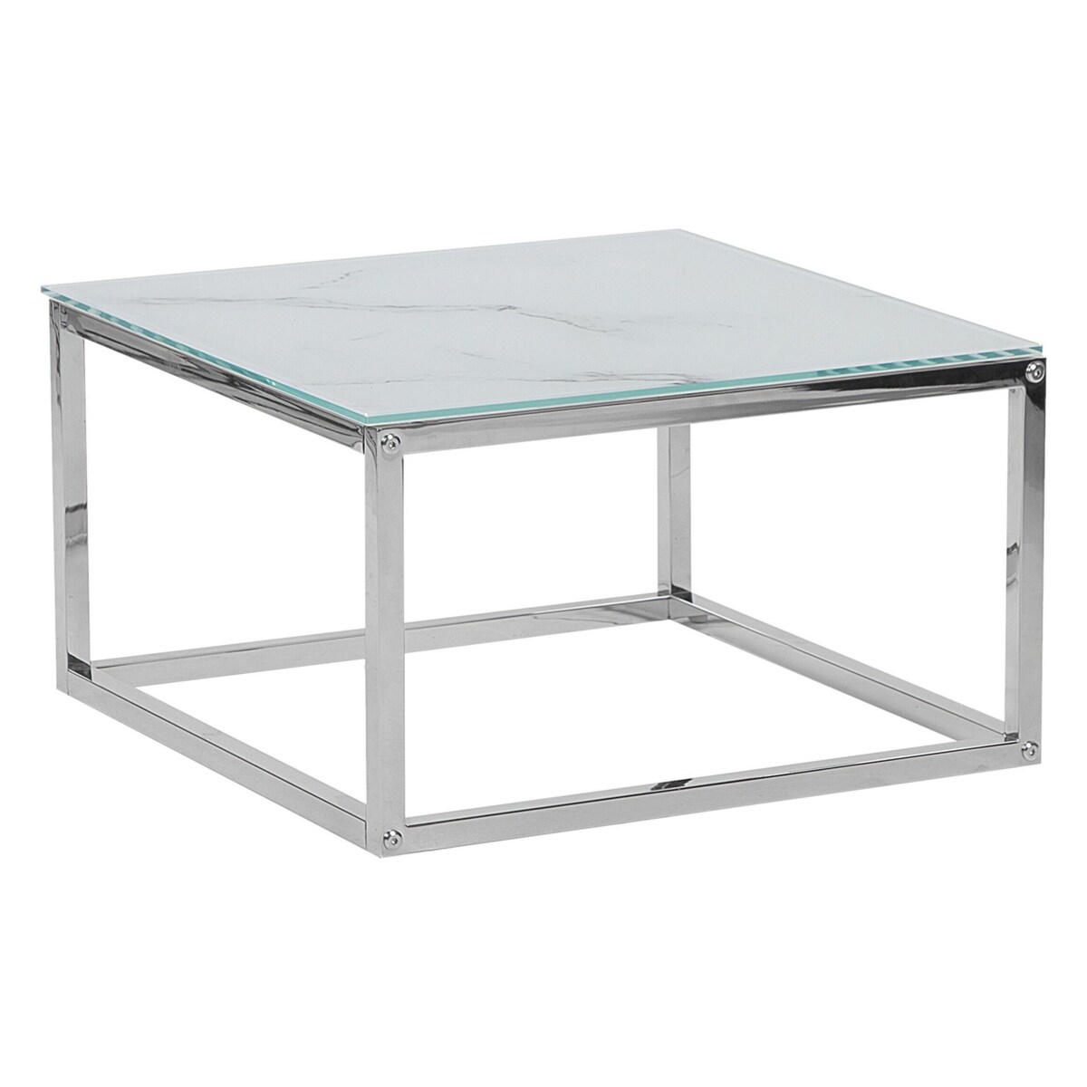 Zestaw 2 stolików kawowych BREA Szkło hartowane Biały marmur