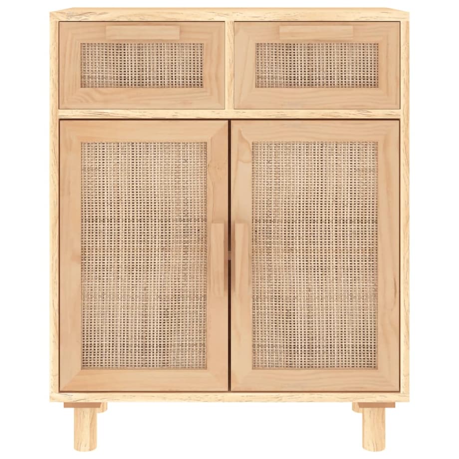 vidaXL Szafka, brązowa, 60x30x75 cm, lita sosna i naturalny rattan