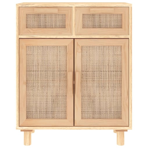 vidaXL Szafka, brązowa, 60x30x75 cm, lita sosna i naturalny rattan