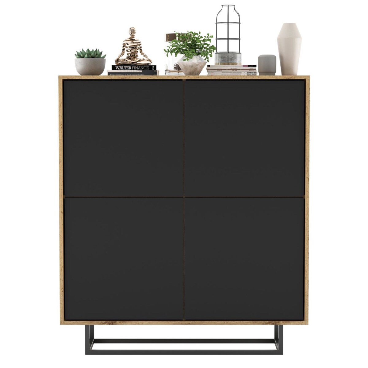 Komoda Loft Szafka RTV Loft Dąb Wotan Czarny MAT 113 cm