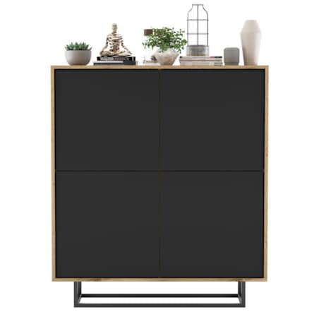 Komoda Loft Szafka RTV Loft Dąb Wotan Czarny MAT 113 cm
