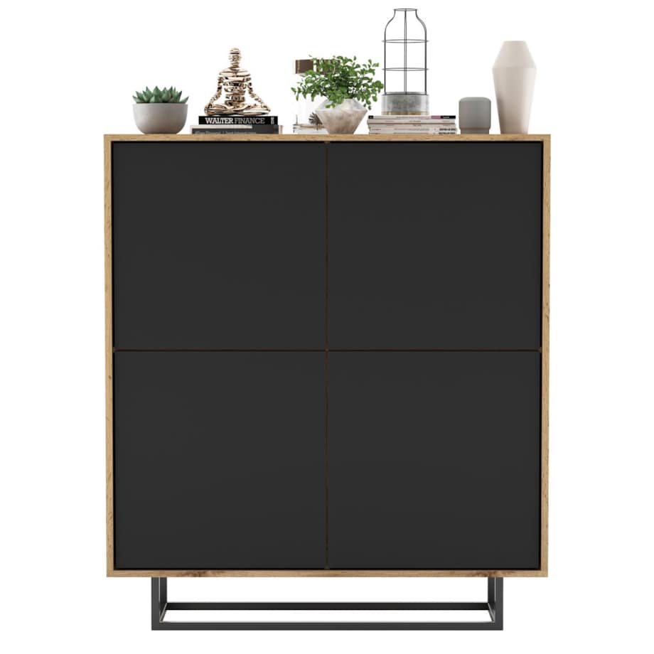 Komoda Loft Szafka RTV Loft Dąb Wotan Czarny MAT 113 cm