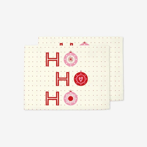 Podkładki świąteczne - HO HO HO - bombki - beżowe tło