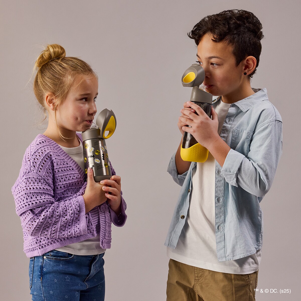 Batman Bidon ze słomką dla dziecka do szkoły - butelka na wodę tritanowa 600 ml b.box