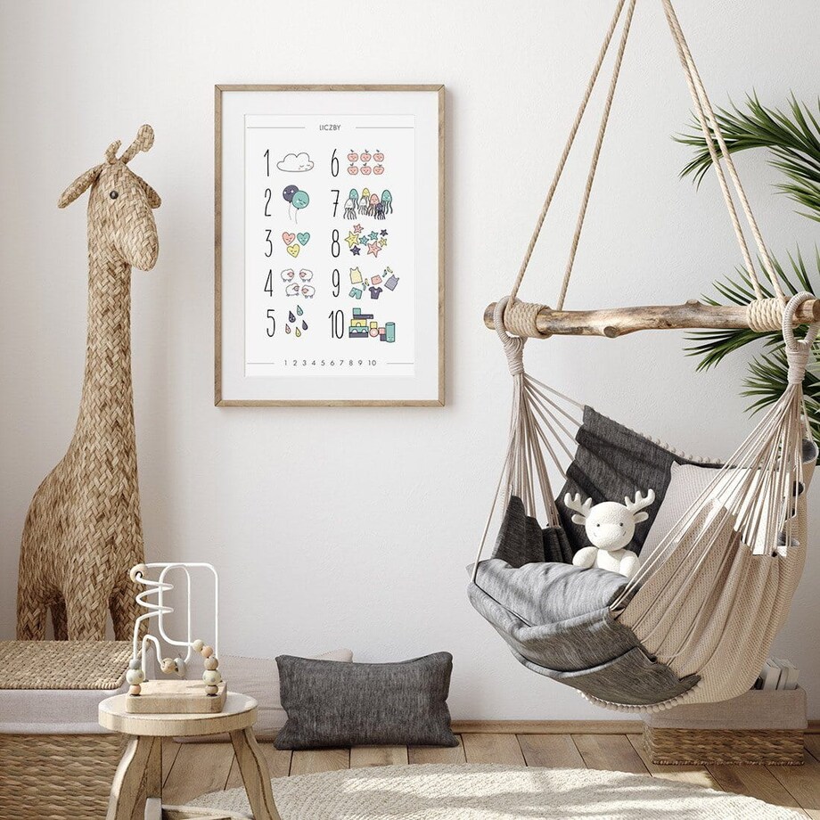 Plakat dla dzieci Liczby pastelowe 30x40