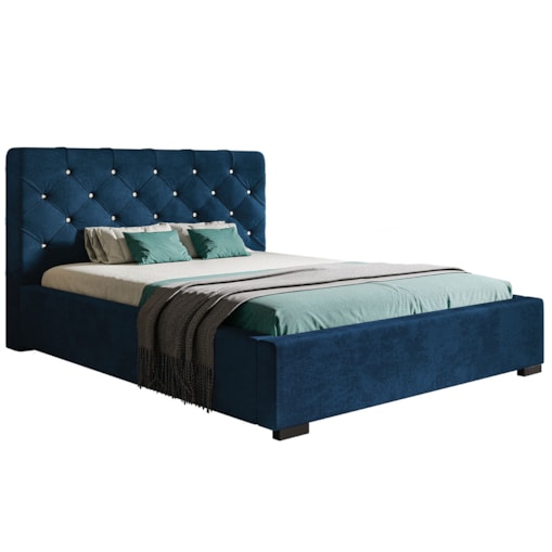 Łóżko tapicerowane z pojemnikiem 160x200 BEN 11 - granatowe