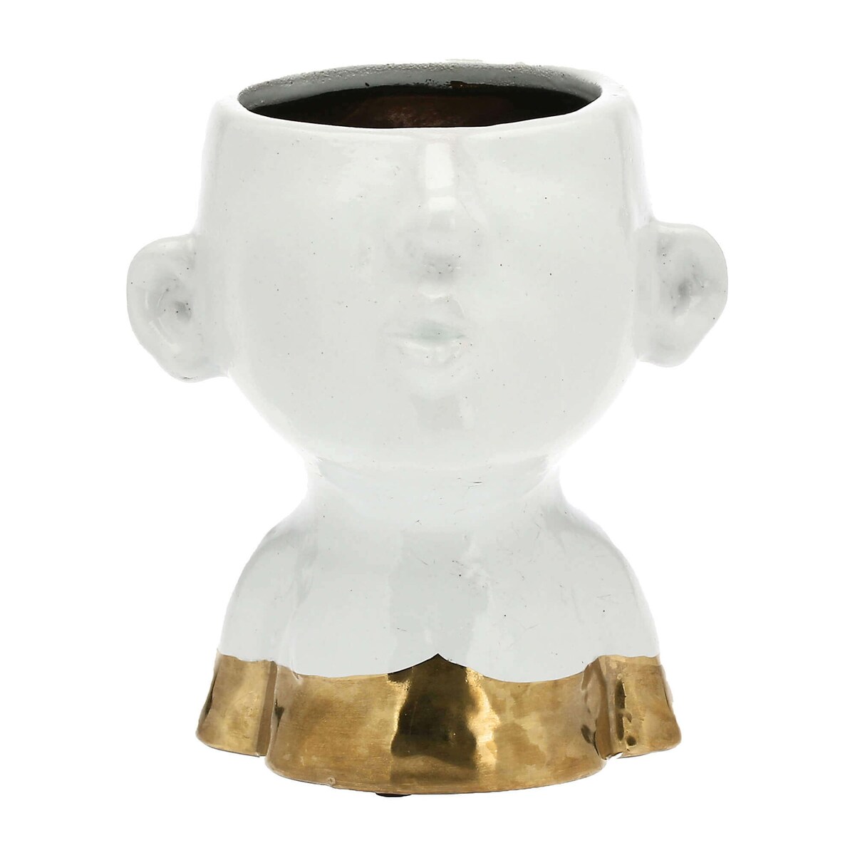 Osłonka na doniczkę ze złotym zdobieniem Eiofischio - Biały, M