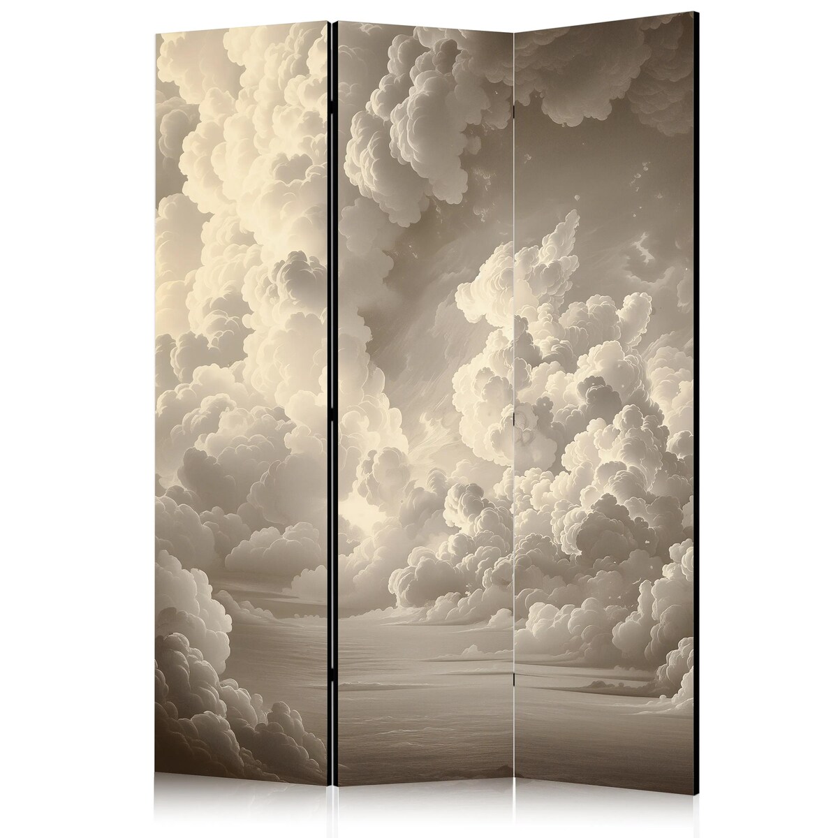 Parawan jednostronny Pejzaże 135x172 cm 3-częściowy beżowy