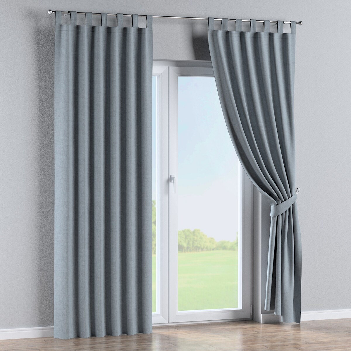 Zasłona na szelkach 1 szt. 130x245 niebieski melanż