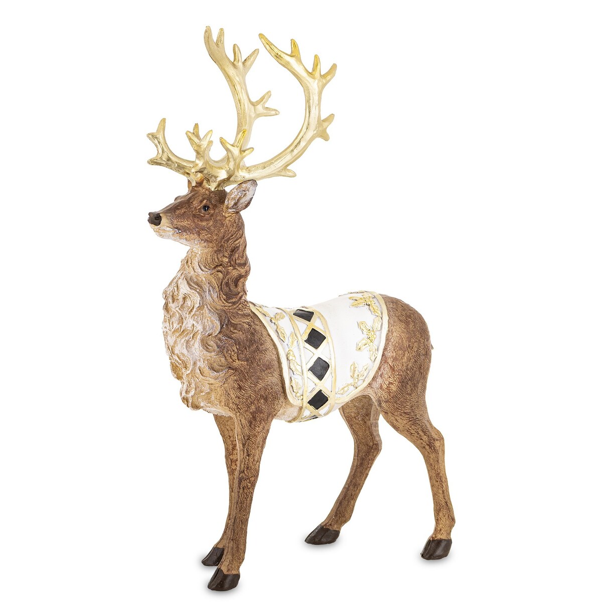 Figurka - stojący jeleń 35x9x21 cm OLEN-4 z białą derką w romby