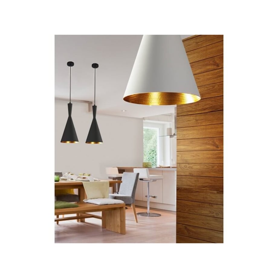 Wisząca lampa kuchenna Vita loftowa nad wyspę biała złota