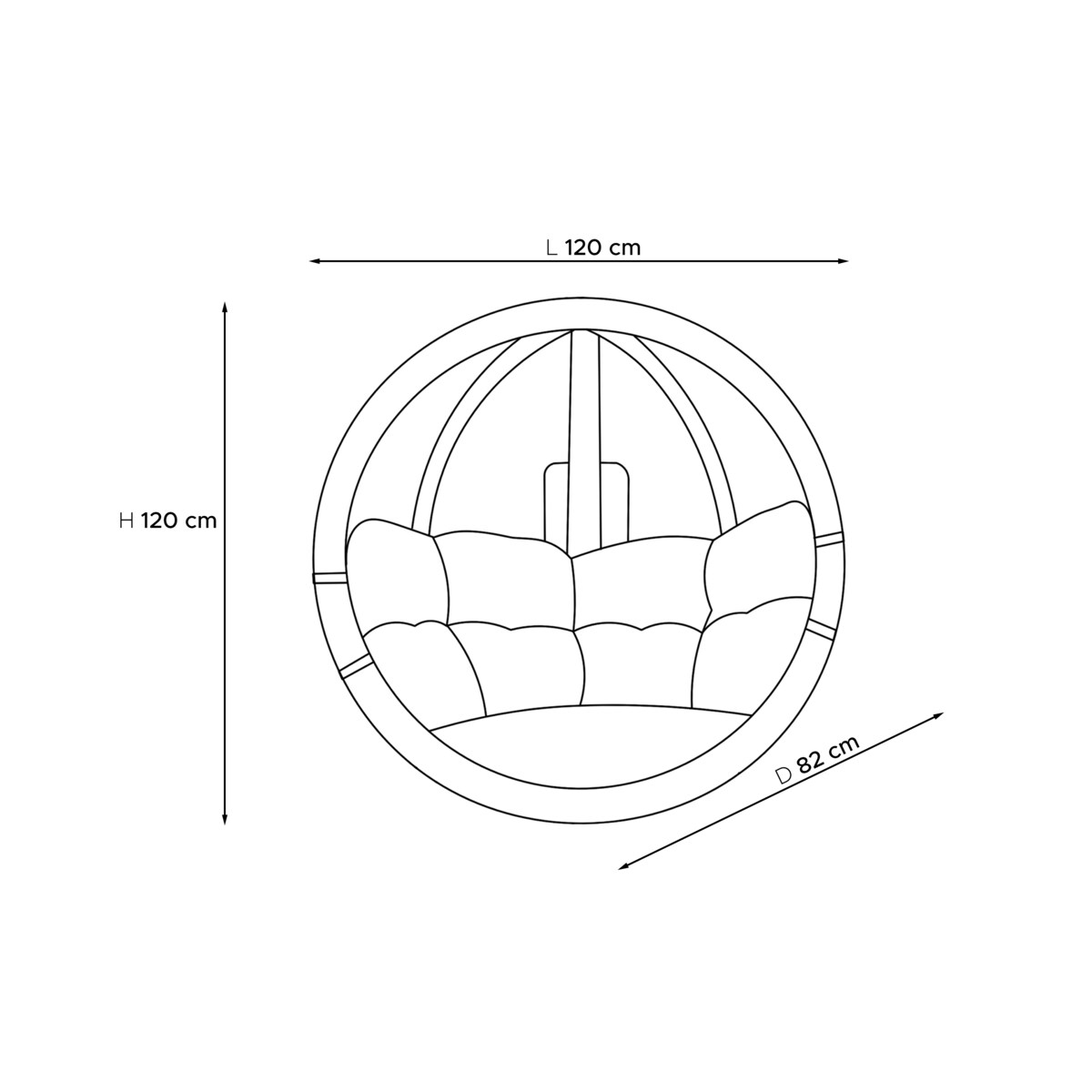 KONSIMO HIGLO Zielony drewniany, artystyczny, wiszący fotel w ogrodzie