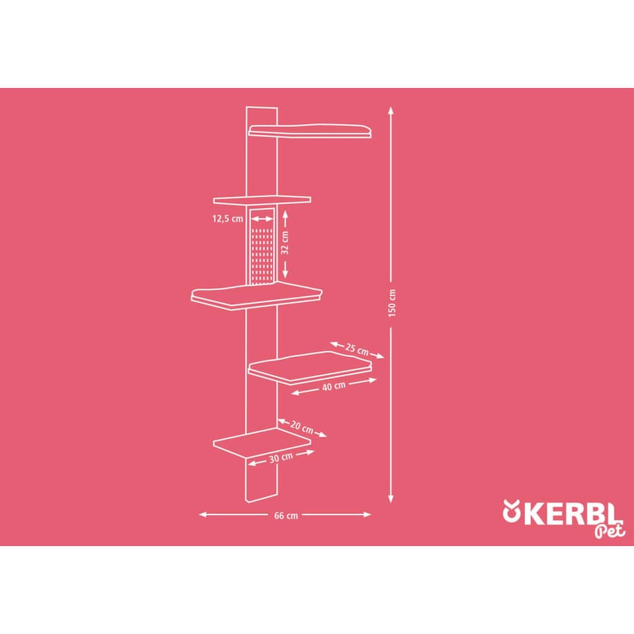 Kerbl Drapak dla kota Timber Wall, 150 cm, kolor naturalny i taupe