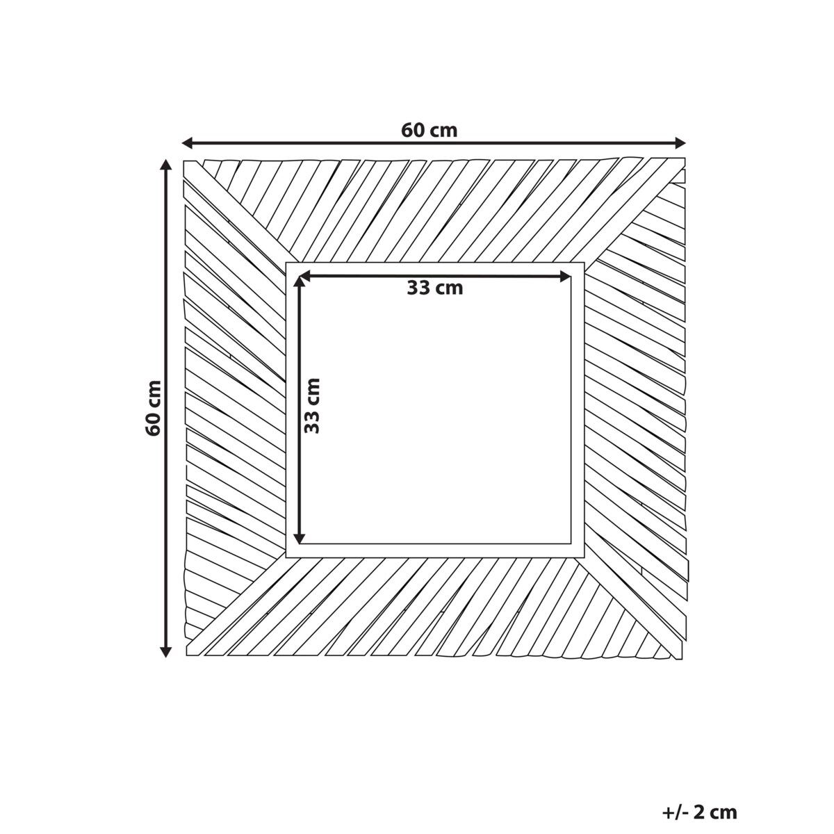 Drewniane lustro ścienne 60 x 60 cm jasne KANAB