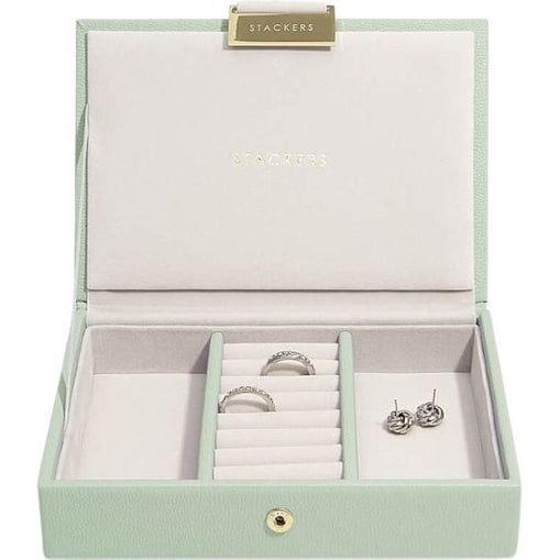 Szkatułka na biżuterię Stackers mini zieleń szałwiowa z pokrywką