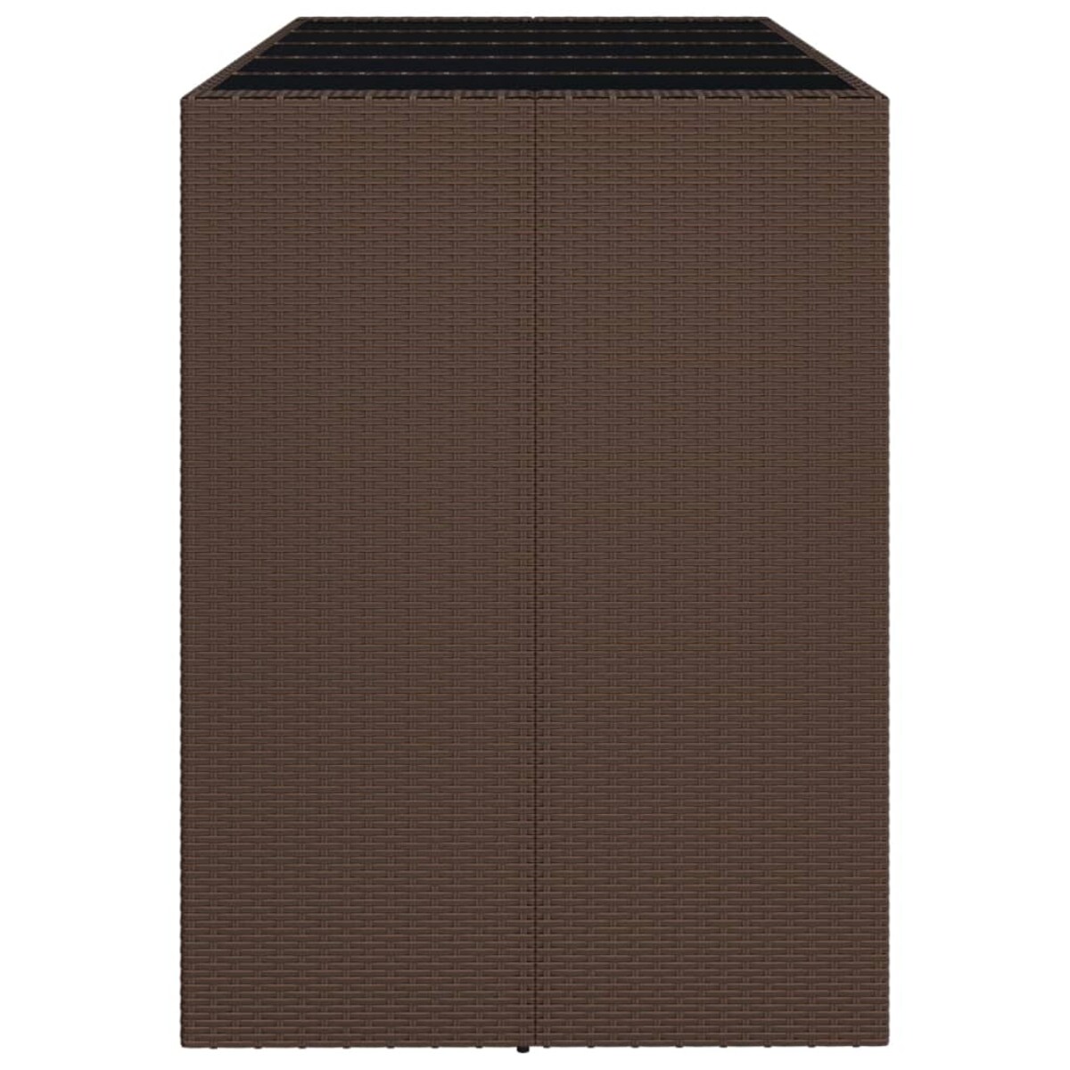 vidaXL Stolik barowy ze szklanym blatem, brązowy, 185x80x110 cm