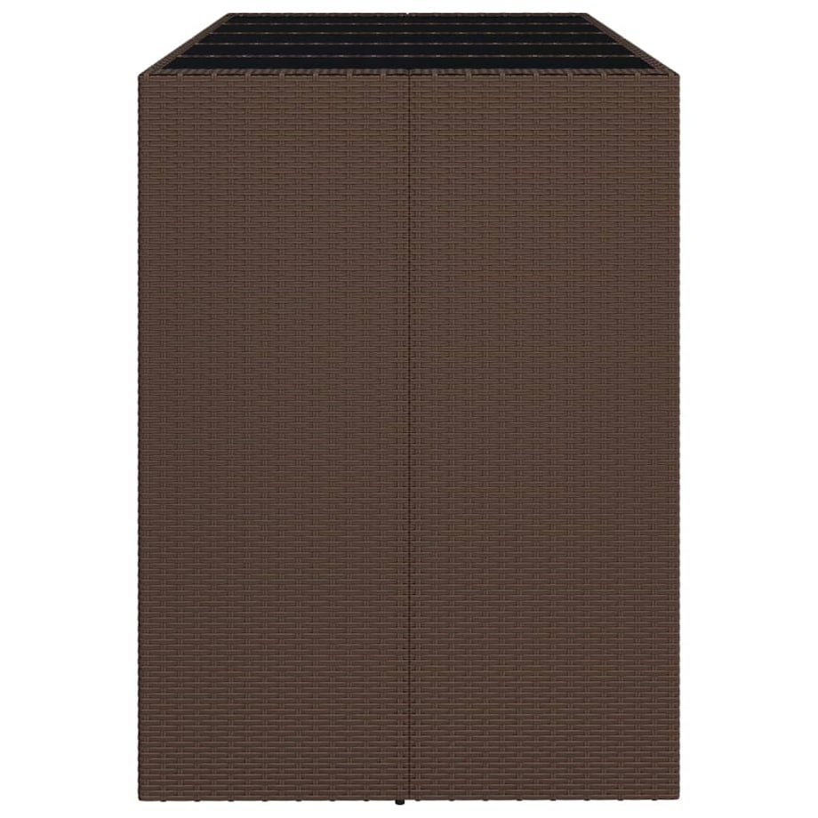 vidaXL Stolik barowy ze szklanym blatem, brązowy, 185x80x110 cm