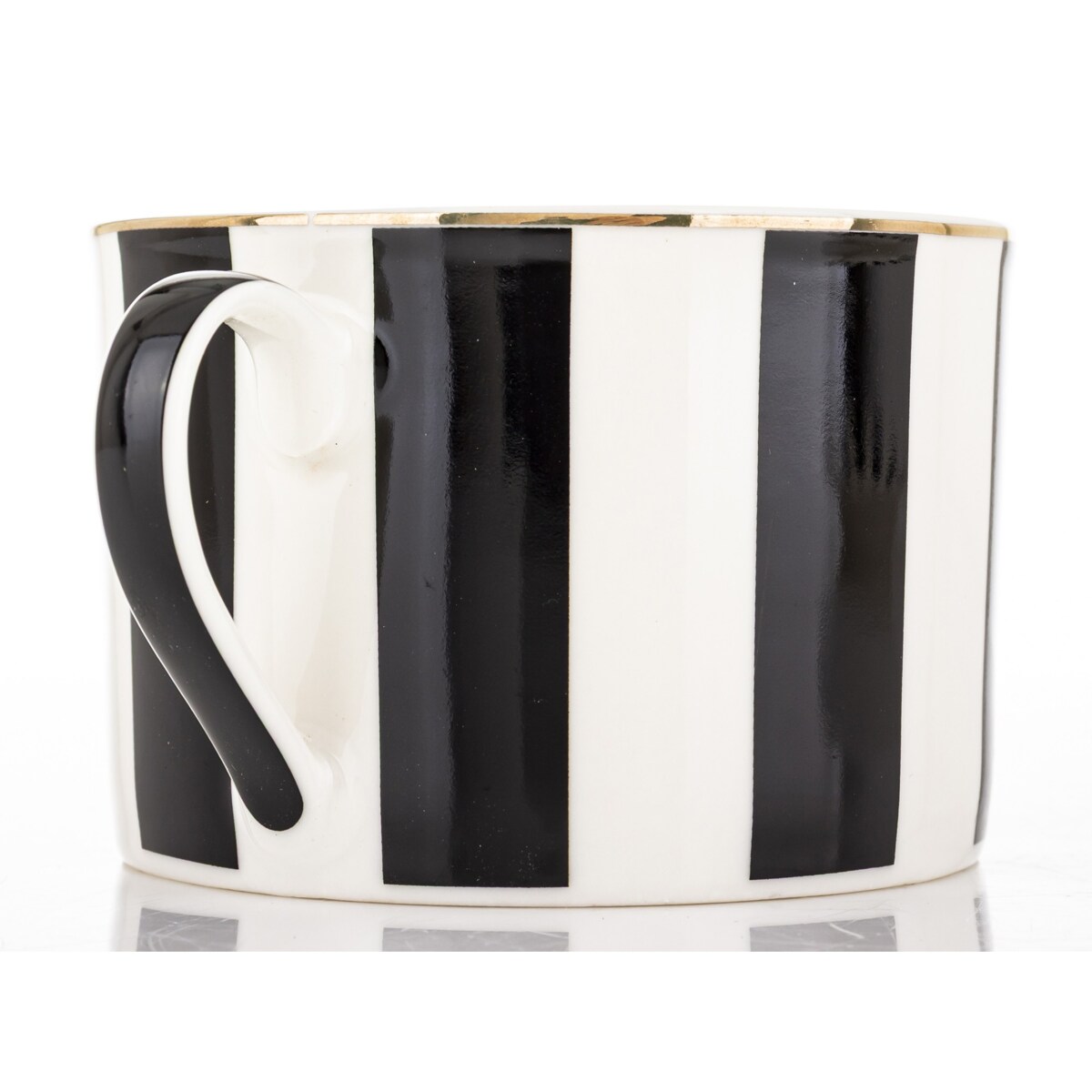 Filiżanka 220 ml i spodeczek, w czarne pionowe paski, w pudełku, LARGO