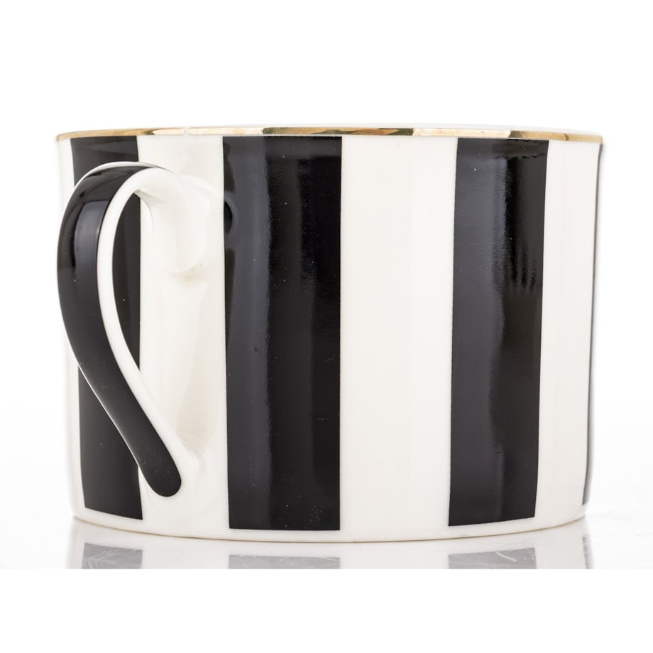 Filiżanka 220 ml i spodeczek, w czarne pionowe paski, w pudełku, LARGO