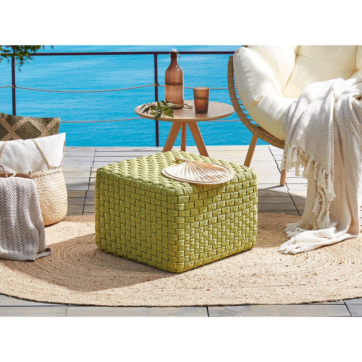 Puf ogrodowy 50 x 50 x 35 cm zielony NALLI