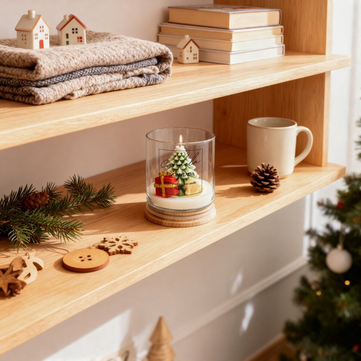 Świąteczna ŚWIECA sojowa ZAPACHOWA świeczka CHOINKA na prezent CHRISTMAS