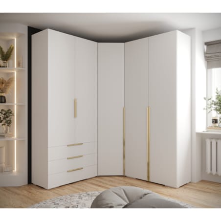 Garderoba wysoka do przedpokoju INOVA 1 Z1 biały+złoty