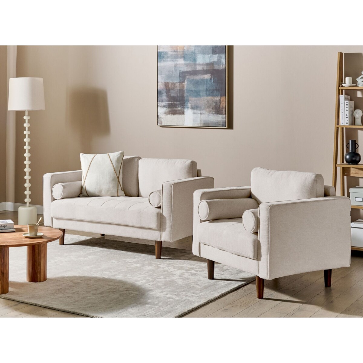 Komplet wypoczynkowy 3-osobowy beżowy NURMO