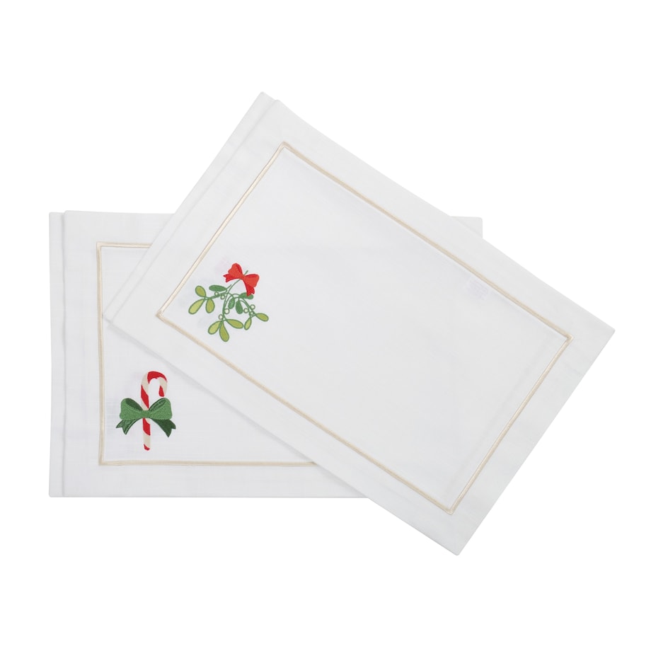 Podkładki Candy Cane & Mistletoe Panama - 4 sztuki