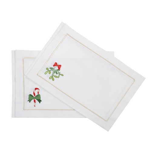 Podkładki Candy Cane & Mistletoe Panama - 4 sztuki