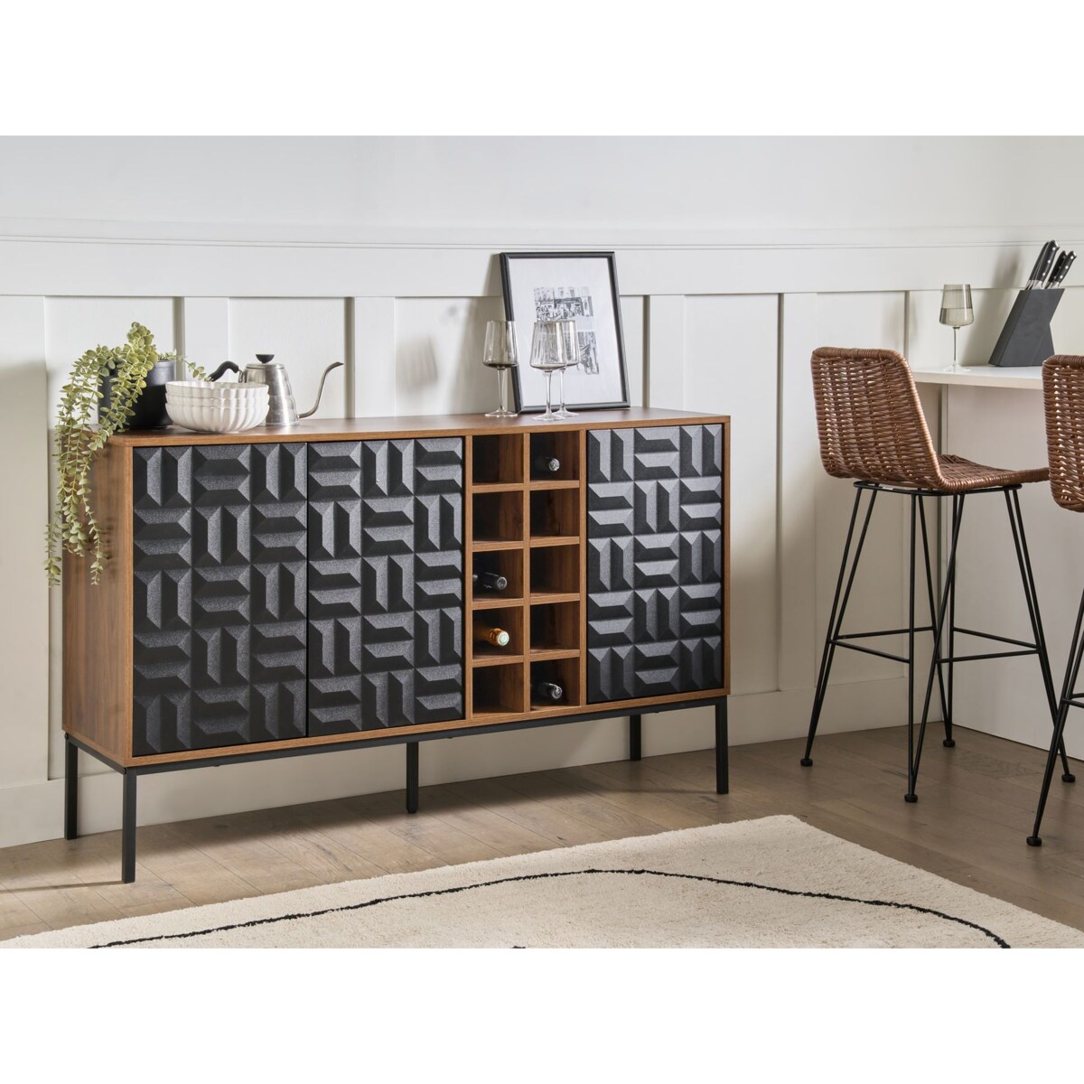 Szafka z półką na wino CARAQUET Ciemnobrązowy