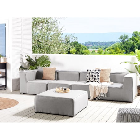 Sofa ogrodowa z otomaną dla 4 osób AREZZO Jasnoszary Modułowy