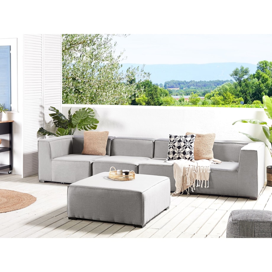 Sofa ogrodowa z otomaną dla 4 osób AREZZO Jasnoszary Modułowy