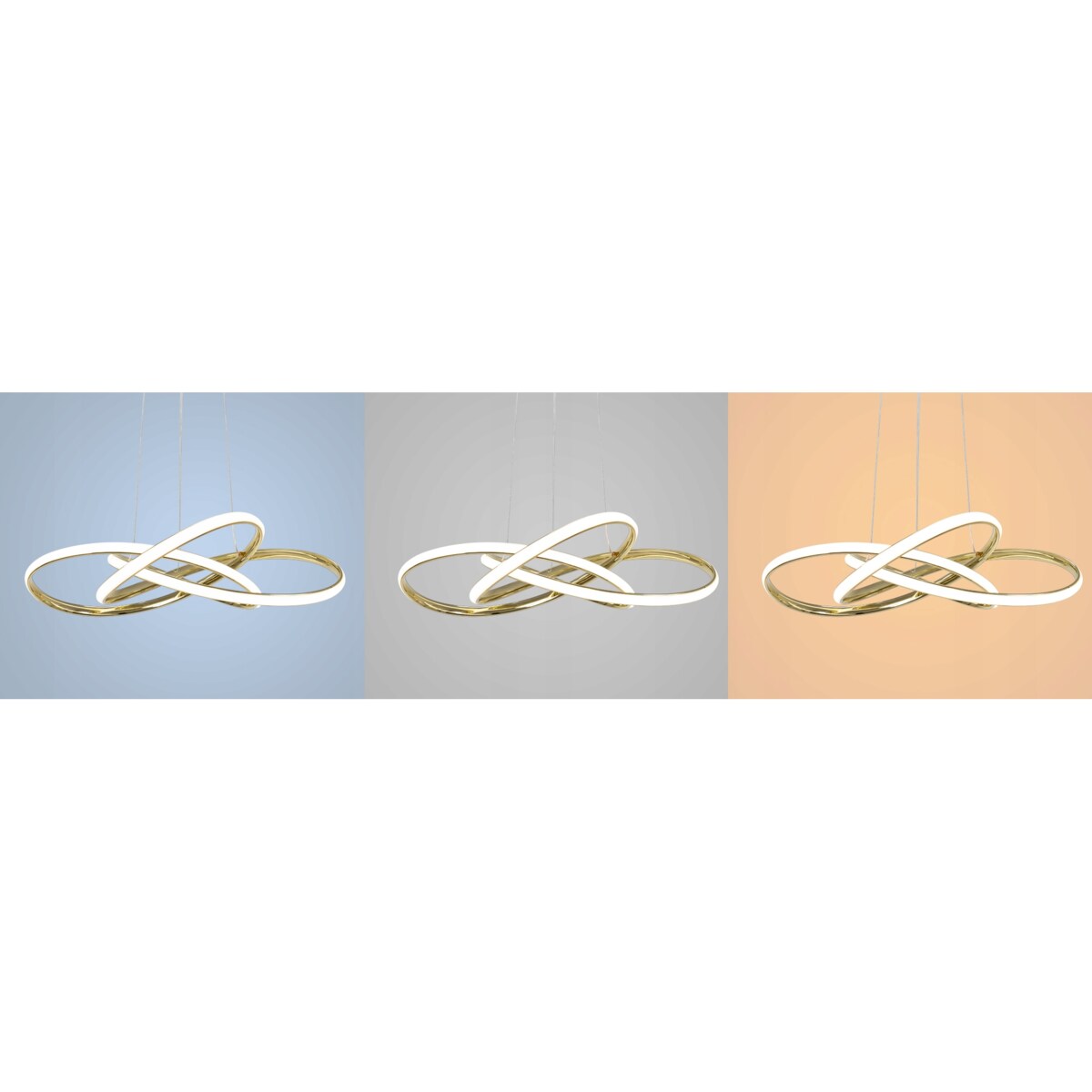 Lampa Sufitowa Wisząca Metal Ring Gold Led + Pilot