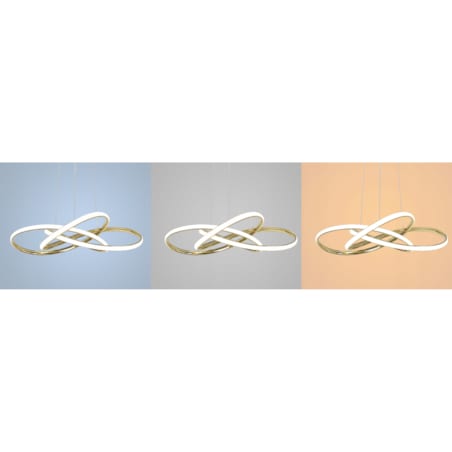 Lampa Sufitowa Wisząca Metal Ring Gold Led + Pilot